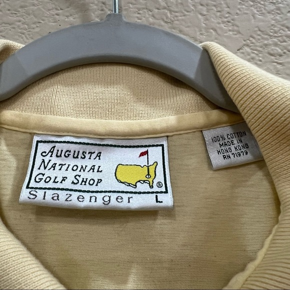 Masters Slazenger Augusta Polo Shirt Mens Sz L Yellow Short Sleeve Golf Casual - Picture 4 of 6